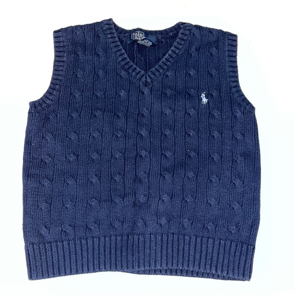 Polo Ralph Lauren boys size 4 navy blue knit vest sweater
